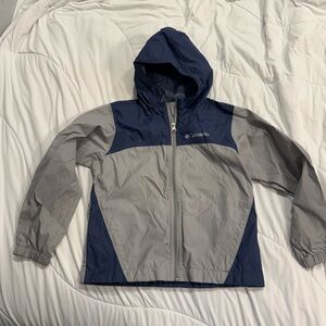 Columbia Boys Navy and Light Gray Hooded Rain Jacket